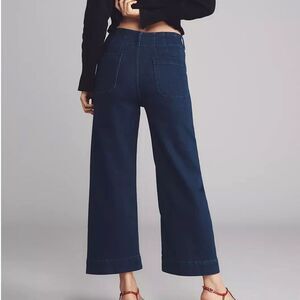 EUC Anthropologie Maeve Colette Crop High-Rise Wide-Leg Jeans, Dark Denim, Sz 26